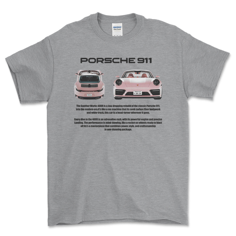 Porsche 911 - Unisex T-Shirt-Beklædning-Porsche-Grå Sport-S-Forside-Garage Culture Shop- garage - man cave - merchandise
