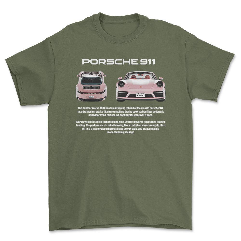 Porsche 911 - Unisex T-Shirt-Beklædning-Porsche-Grøn Militær-S-Forside-Garage Culture Shop- garage - man cave - merchandise