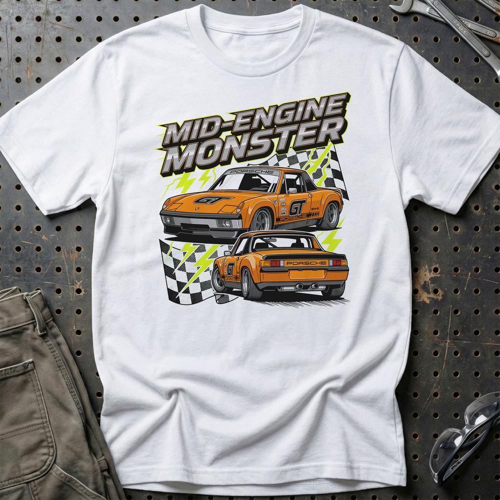 Porsche 914 T-Shirt – Mid-Engine Monster - Unisex T-Shirt-Beklædning-Porsche-Hvid-S-Garage Culture Shop- garage - man cave - merchandise