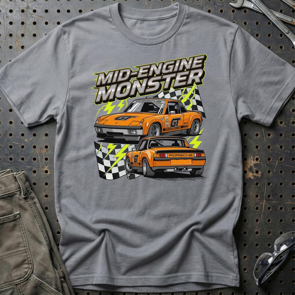 Porsche 914 T-Shirt – Mid-Engine Monster - Unisex T-Shirt-Beklædning-Porsche-Grå Sport-S-Garage Culture Shop- garage - man cave - merchandise
