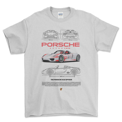 Porsche 918 Spyder - Unisex T-Shirt-Beklædning-Porsche-Hvid-S-Forside-Garage Culture Shop- garage - man cave - merchandise