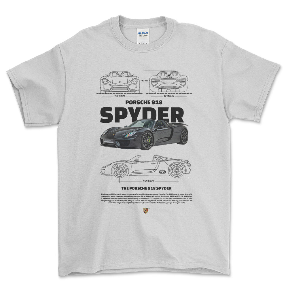 Porsche 918 Spyder - Unisex T-Shirt-Beklædning-Porsche-Hvid-S-Forside-Garage Culture Shop- garage - man cave - merchandise