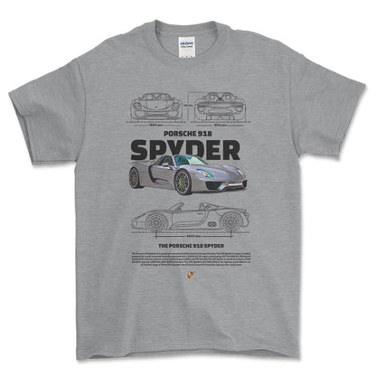 Porsche 918 Spyder - Unisex T-Shirt-Beklædning-Porsche-Grå Sport-S-Forside-Garage Culture Shop- garage - man cave - merchandise