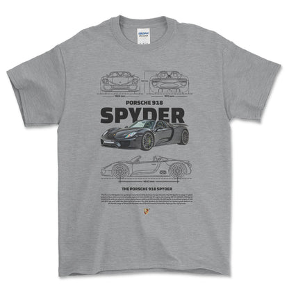 Porsche 918 Spyder - Unisex T-Shirt-Beklædning-Porsche-Grå Sport-S-Forside-Garage Culture Shop- garage - man cave - merchandise