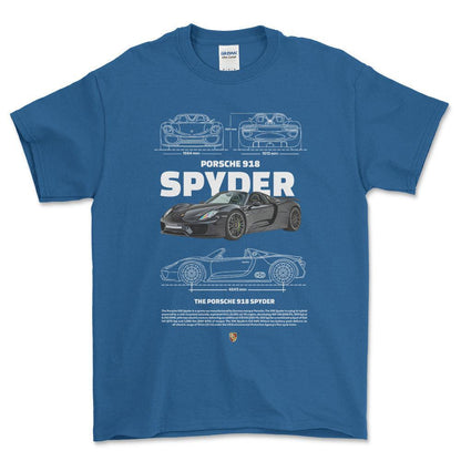 Porsche 918 Spyder - Unisex T-Shirt-Beklædning-Porsche-Blå Royal-S-Forside-Garage Culture Shop- garage - man cave - merchandise