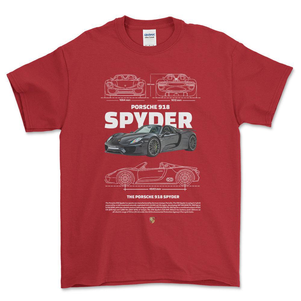 Porsche 918 Spyder - Unisex T-Shirt-Beklædning-Porsche-Rød-S-Forside-Garage Culture Shop- garage - man cave - merchandise