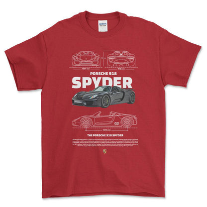 Porsche 918 Spyder - Unisex T-Shirt-Beklædning-Porsche-Rød-S-Forside-Garage Culture Shop- garage - man cave - merchandise