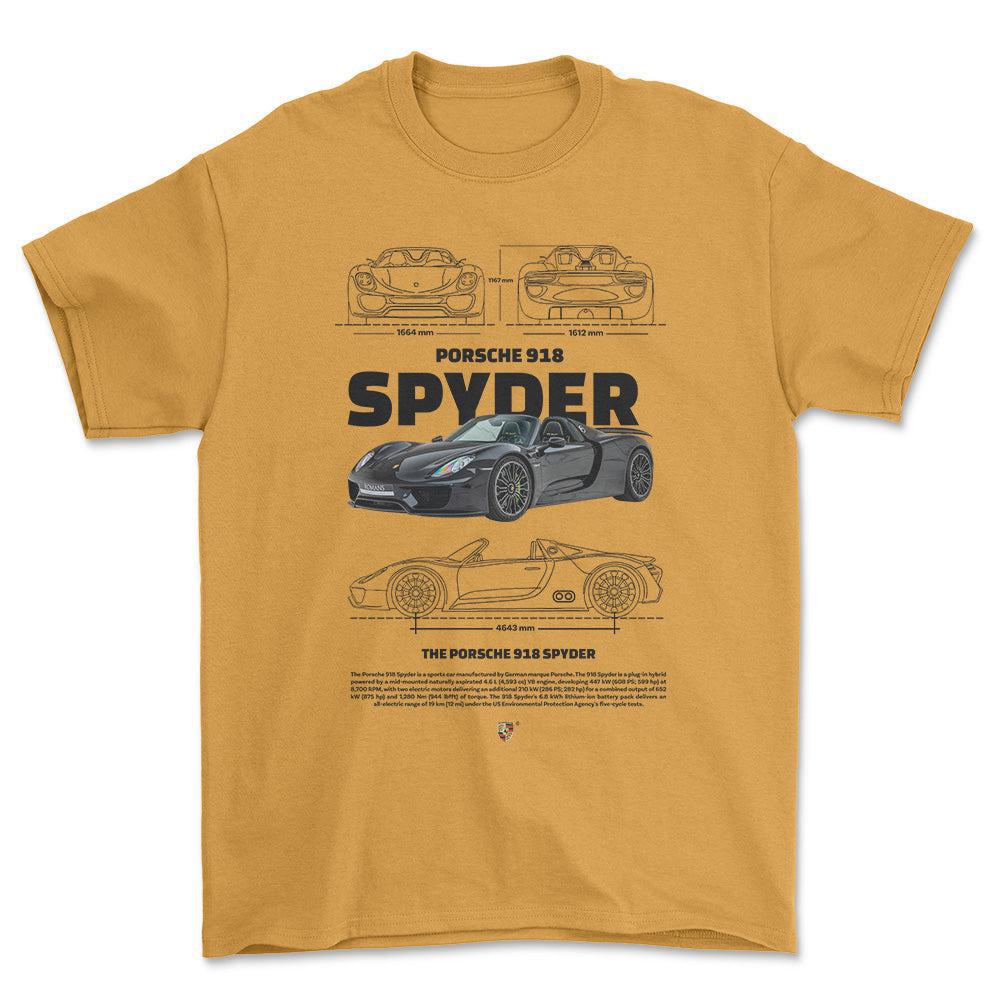 Porsche 918 Spyder - Unisex T-Shirt-Beklædning-Porsche-Guld-S-Forside-Garage Culture Shop- garage - man cave - merchandise