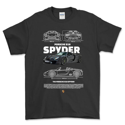 Porsche 918 Spyder - Unisex T-Shirt-Beklædning-Porsche-Sort-S-Forside-Garage Culture Shop- garage - man cave - merchandise