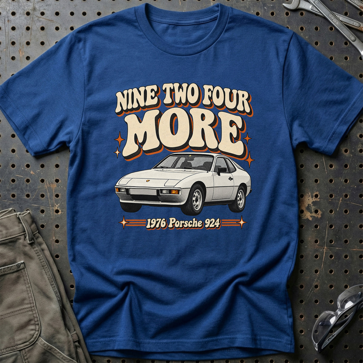 
Porsche 924 1976 – Nine Two Four More T-Shirt – Blå Royal