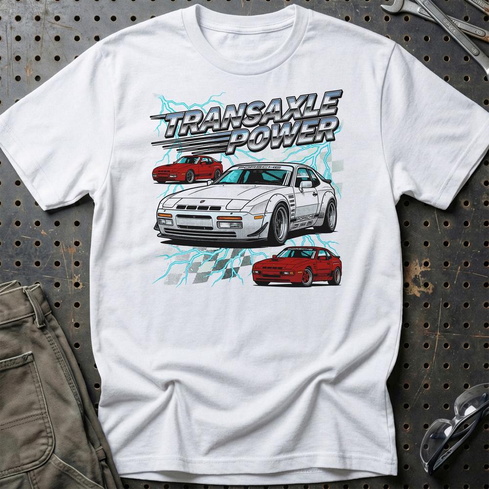 Porsche 924/944 T-Shirt - Klassisk Transaxle Ikon T-Shirt-Beklædning-Porsche-Hvid-S-Garage Culture Shop- garage - man cave - merchandise