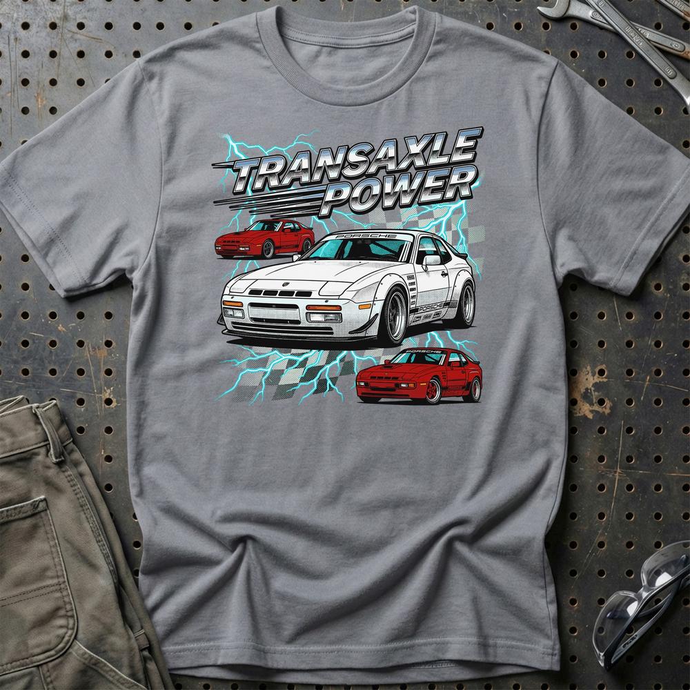 Porsche 924/944 T-Shirt - Klassisk Transaxle Ikon T-Shirt-Beklædning-Porsche-Grå Sport-S-Garage Culture Shop- garage - man cave - merchandise