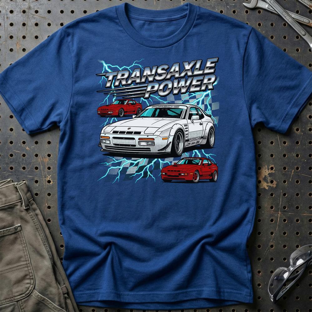 Porsche 924/944 T-Shirt - Klassisk Transaxle Ikon T-Shirt-Beklædning-Porsche-Blå Royal-S-Garage Culture Shop- garage - man cave - merchandise