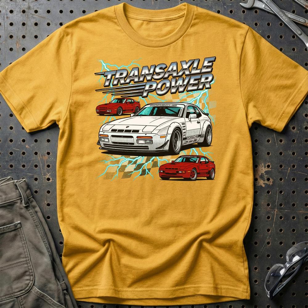 Porsche 924/944 T-Shirt - Klassisk Transaxle Ikon T-Shirt-Beklædning-Porsche-Guld-S-Garage Culture Shop- garage - man cave - merchandise