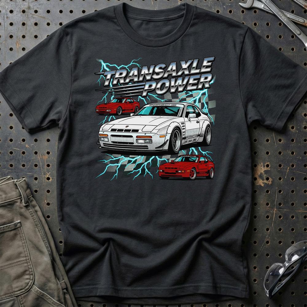 Porsche 924/944 T-Shirt - Klassisk Transaxle Ikon T-Shirt-Beklædning-Porsche-Sort-S-Garage Culture Shop- garage - man cave - merchandise