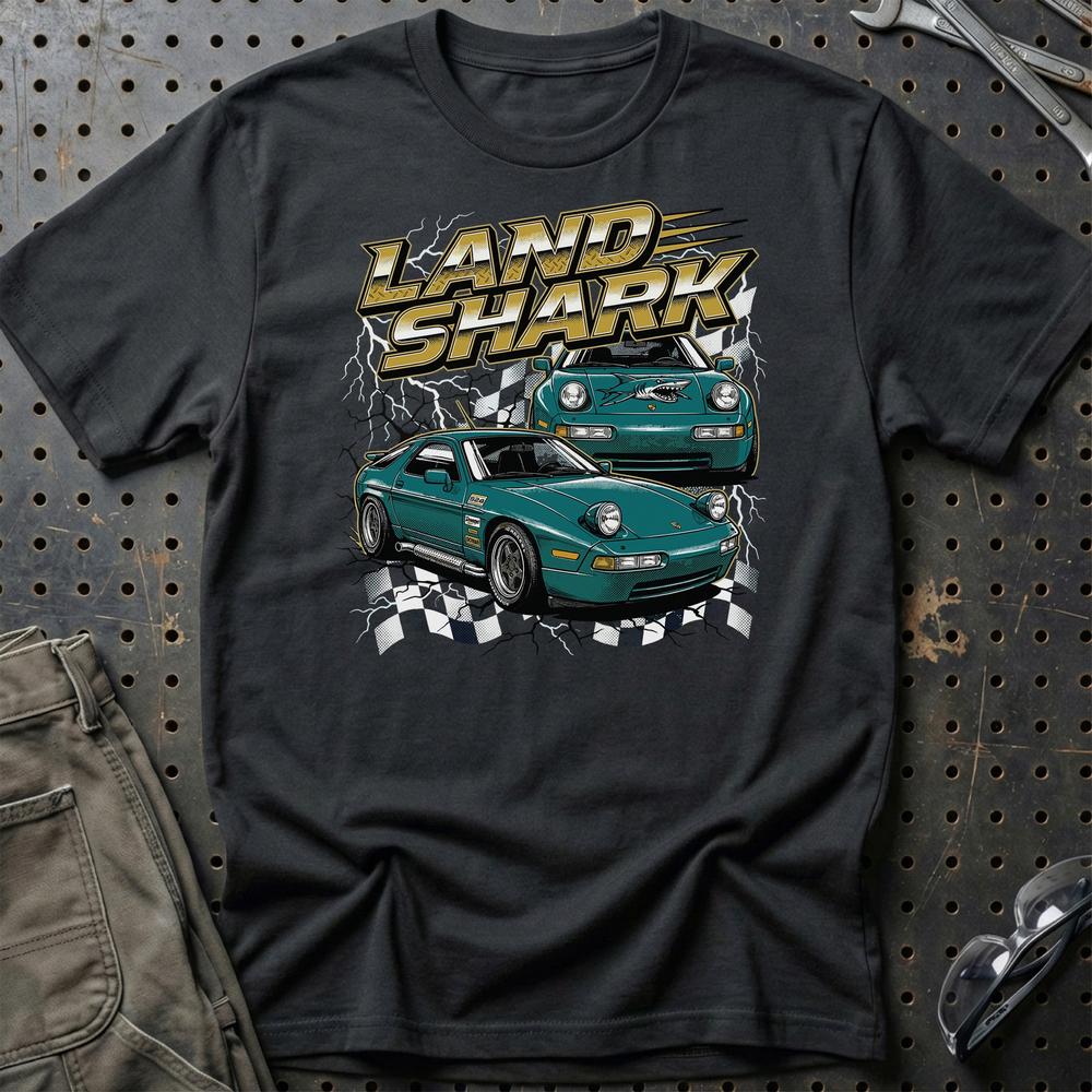Porsche 928 T-Shirt - Land Shark Edition T-Shirt-Beklædning-Porsche-Sort-S-Garage Culture Shop- garage - man cave - merchandise