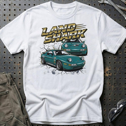 Porsche 928 T-Shirt – Land Shark Edition - Unisex T-Shirt-Beklædning-Porsche-Hvid-S-Garage Culture Shop- garage - man cave - merchandise