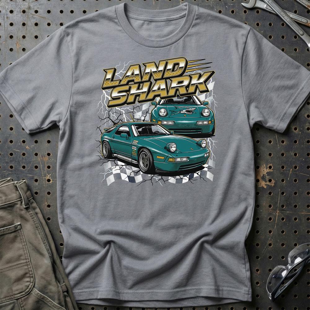 Porsche 928 T-Shirt – Land Shark Edition - Unisex T-Shirt-Beklædning-Porsche-Grå Sport-S-Garage Culture Shop- garage - man cave - merchandise