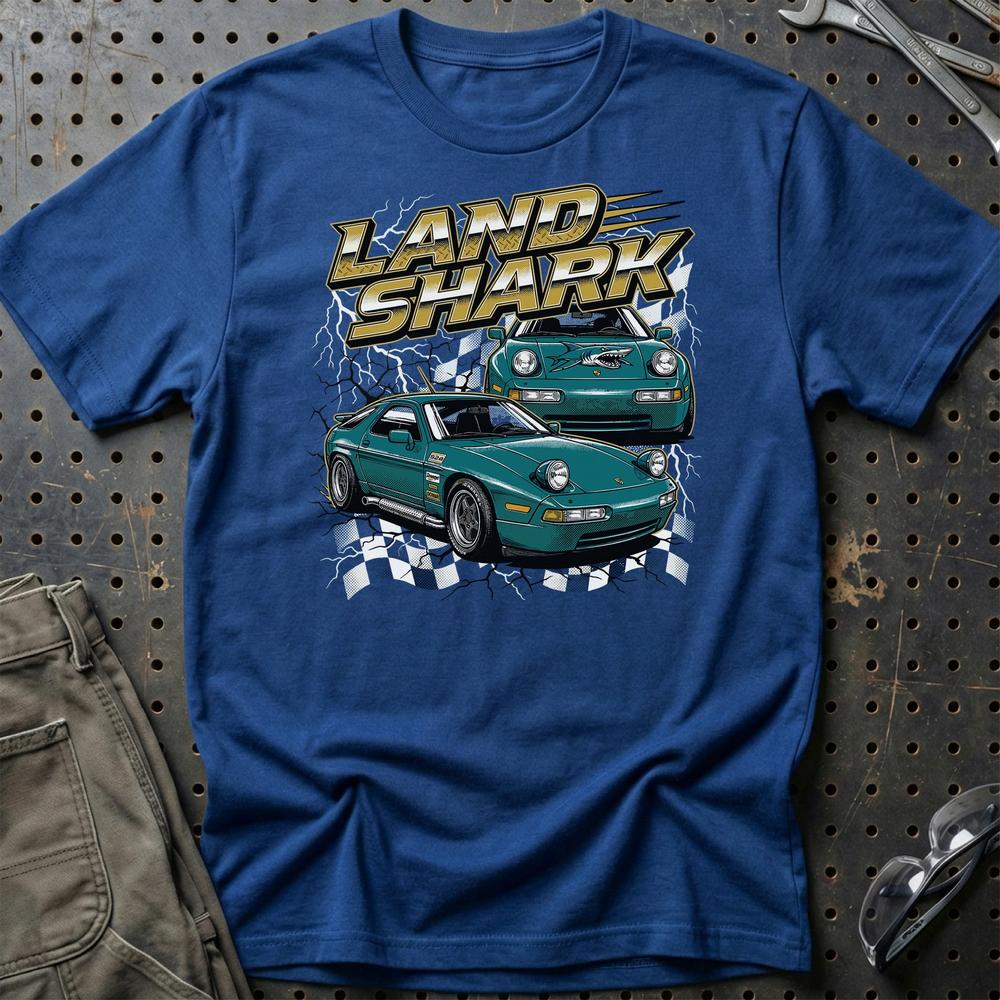 Porsche 928 T-Shirt – Land Shark Edition - Unisex T-Shirt-Beklædning-Porsche-Blå Royal-S-Garage Culture Shop- garage - man cave - merchandise
