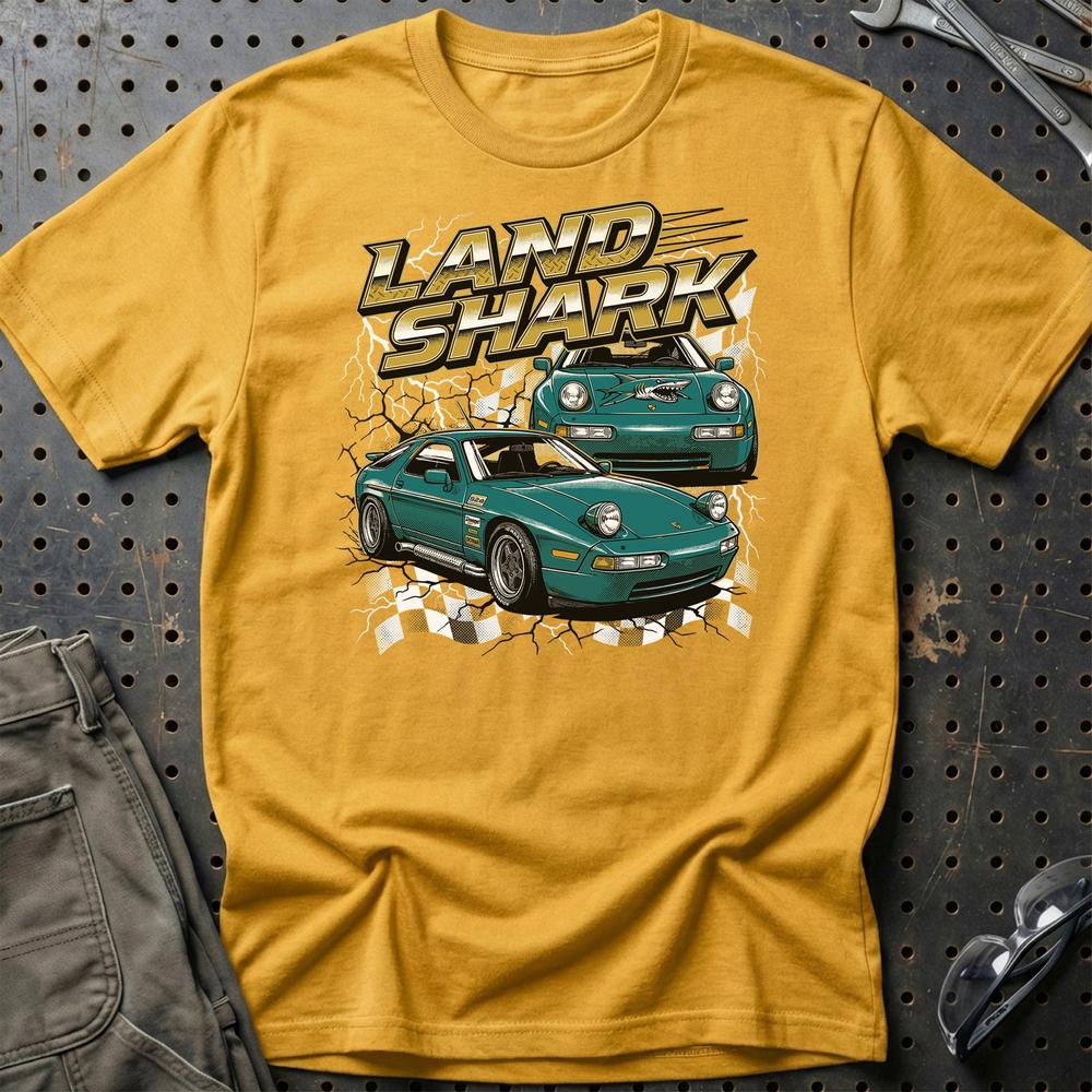 Porsche 928 T-Shirt – Land Shark Edition - Unisex T-Shirt-Beklædning-Porsche-Guld-S-Garage Culture Shop- garage - man cave - merchandise