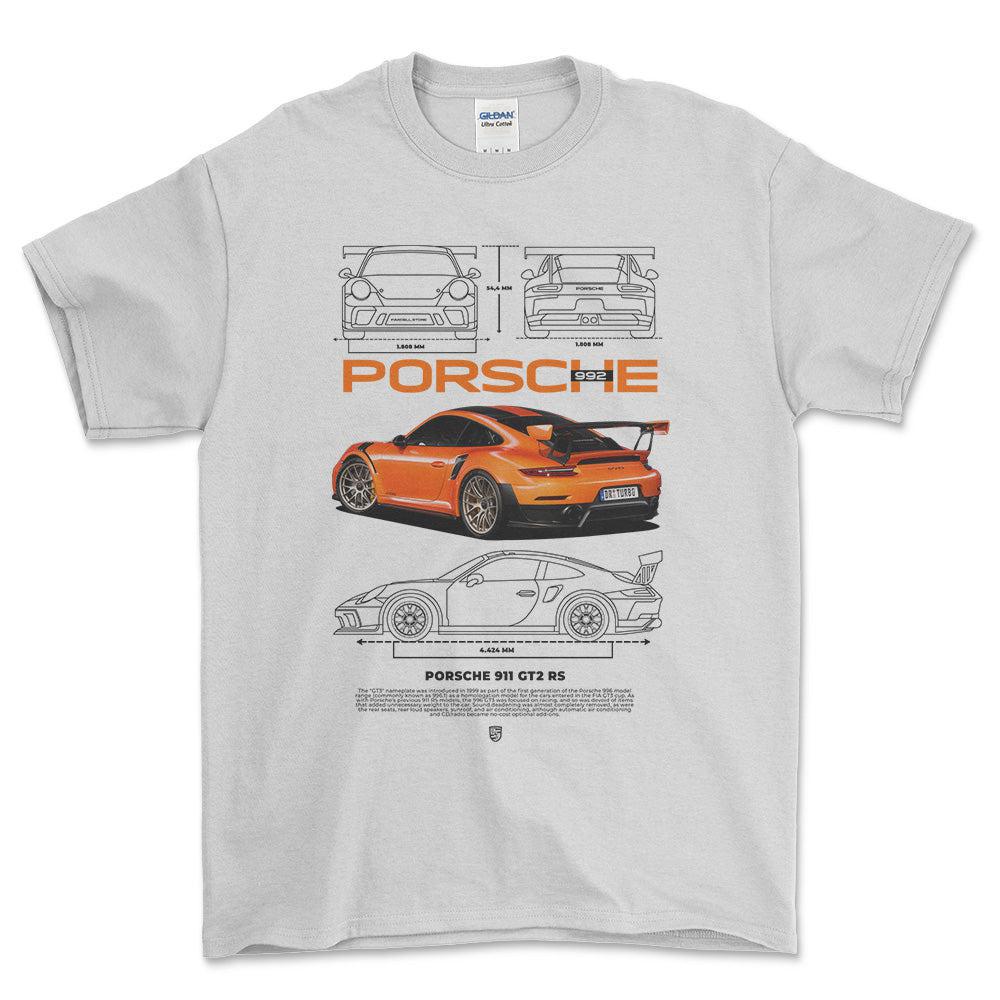 Porsche 992 - Unisex T-Shirt-Beklædning-Porsche-Hvid-S-Forside-Garage Culture Shop- garage - man cave - merchandise