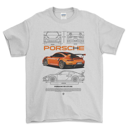 Porsche 992 - Unisex T-Shirt-Beklædning-Porsche-Hvid-S-Forside-Garage Culture Shop- garage - man cave - merchandise