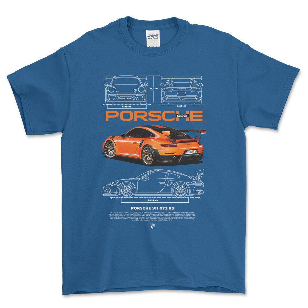 Porsche 992 - Unisex T-Shirt-Beklædning-Porsche-Blå Royal-S-Forside-Garage Culture Shop- garage - man cave - merchandise