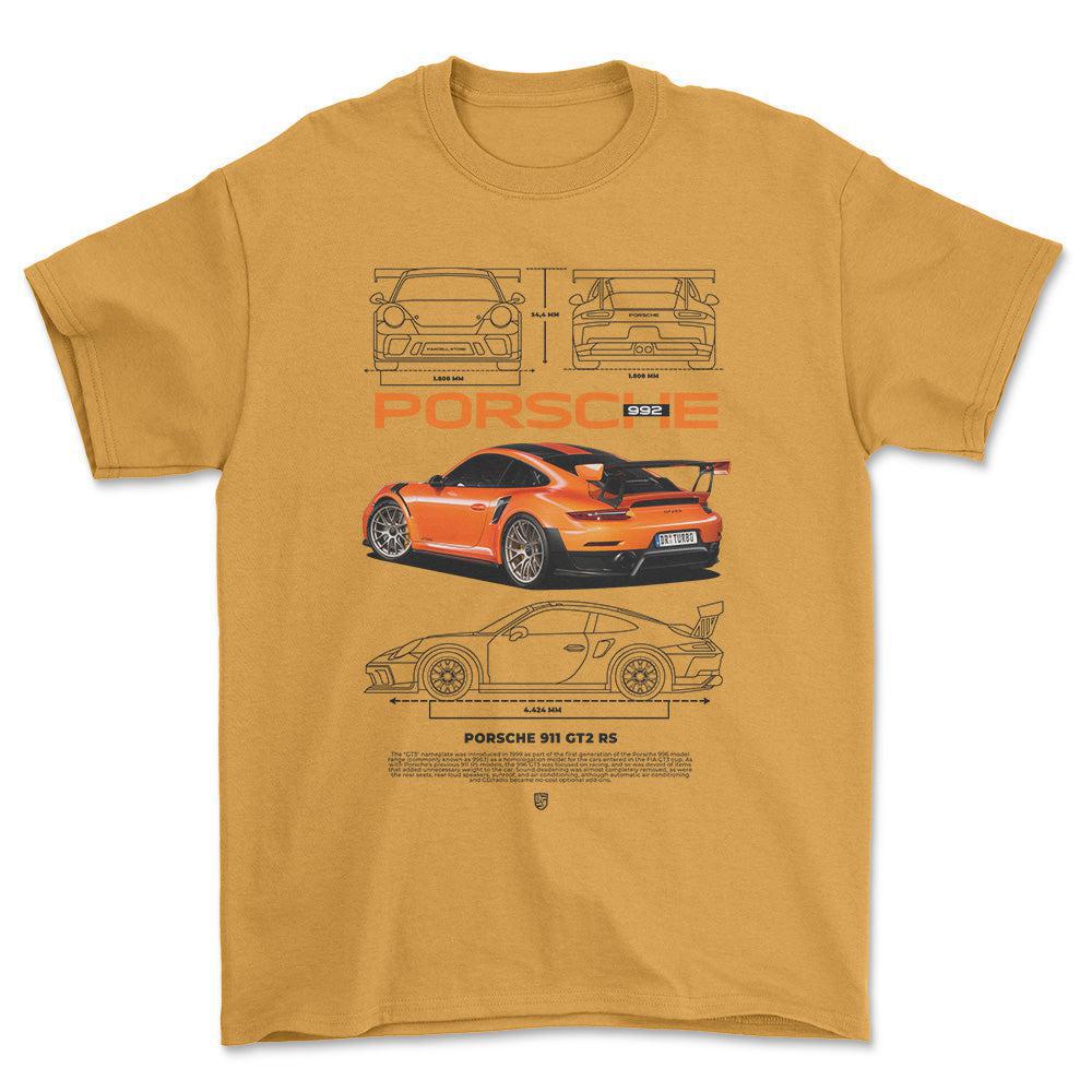 Porsche 992 - Unisex T-Shirt-Beklædning-Porsche-Guld-S-Forside-Garage Culture Shop- garage - man cave - merchandise