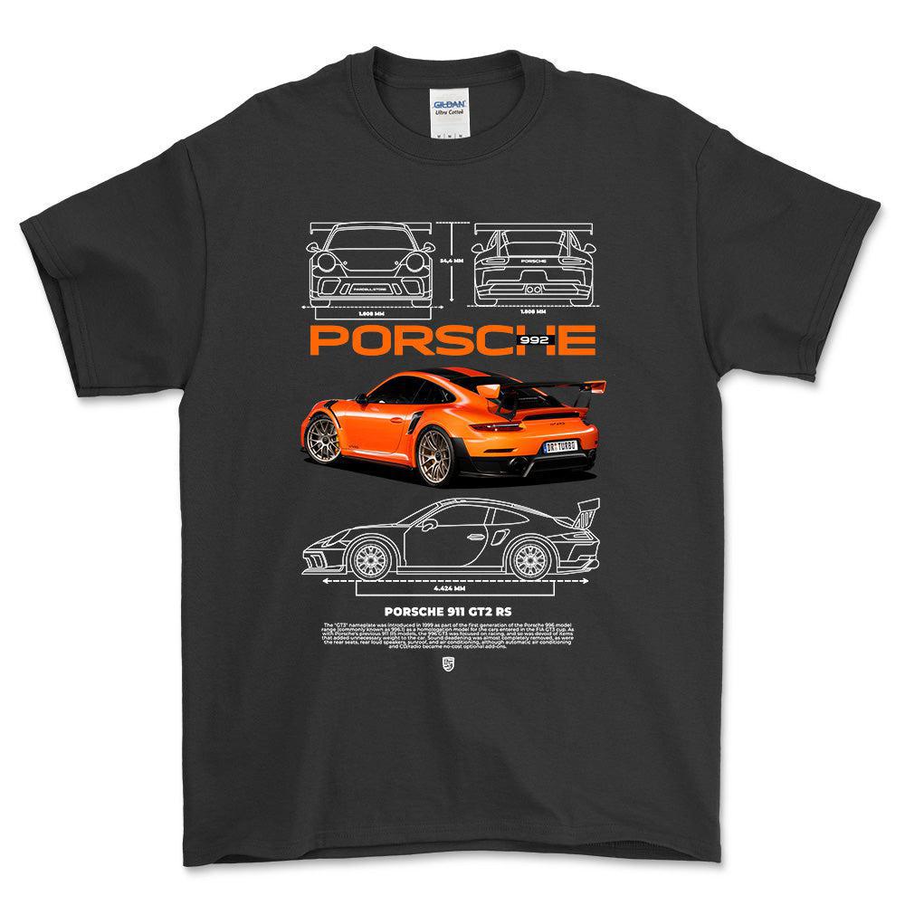 Porsche 992 - Unisex T-Shirt-Beklædning-Porsche-Sort-S-Forside-Garage Culture Shop- garage - man cave - merchandise