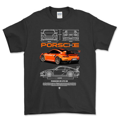 Porsche 992 - Unisex T-Shirt-Beklædning-Porsche-Sort-S-Forside-Garage Culture Shop- garage - man cave - merchandise