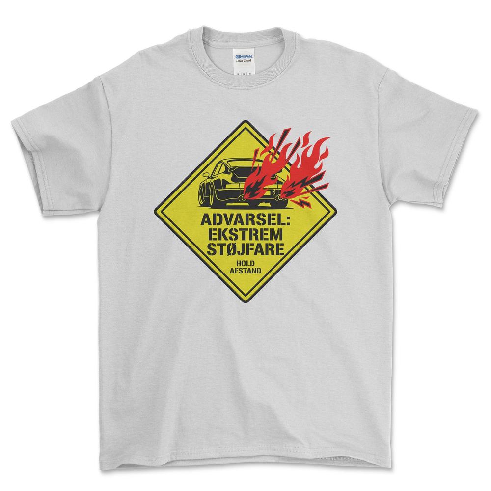 Porsche Advarsel- Ekstrem Støjfare - Unisex T-Shirt-Beklædning-Porsche-Hvid-S-Garage Culture Shop- garage - man cave - merchandise