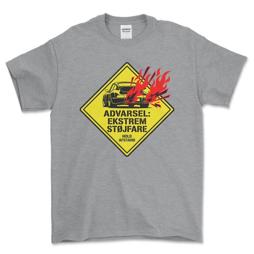 Porsche Advarsel- Ekstrem Støjfare - Unisex T-Shirt-Beklædning-Porsche-Grå Sport-S-Garage Culture Shop- garage - man cave - merchandise