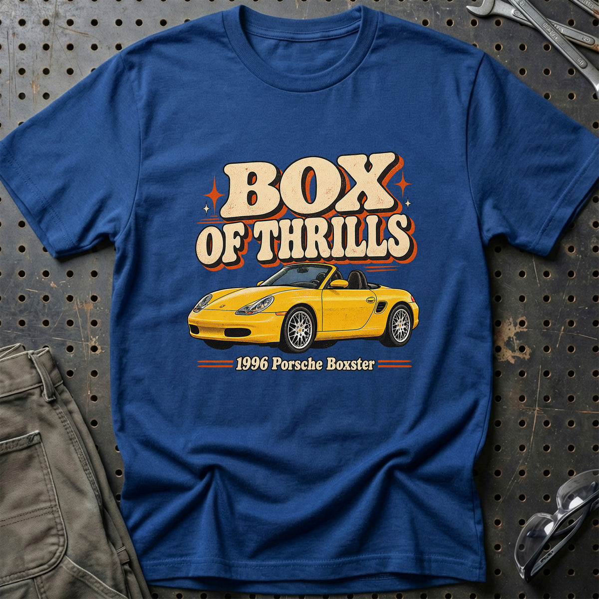 
Porsche Boxster 1996 – Box of Thrills T-Shirt – Blå Royal