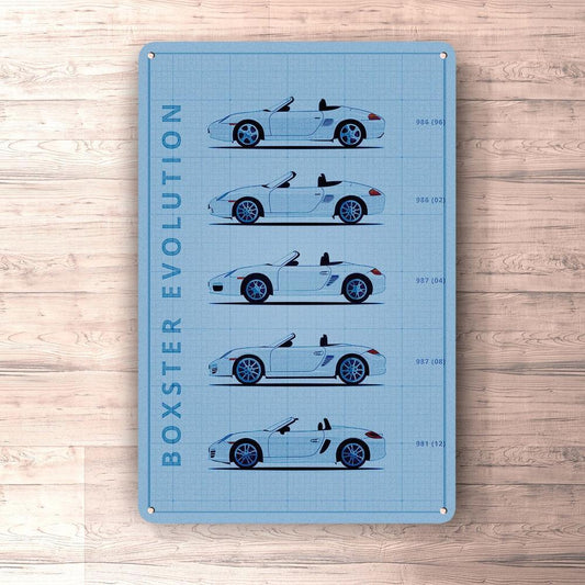 Porsche Boxster Generation Patent Blueprint Skilte, Musemåtte, Dørmåtte-Blueprint-Porsche-Garage Culture Shop- garage - man cave - merchandise