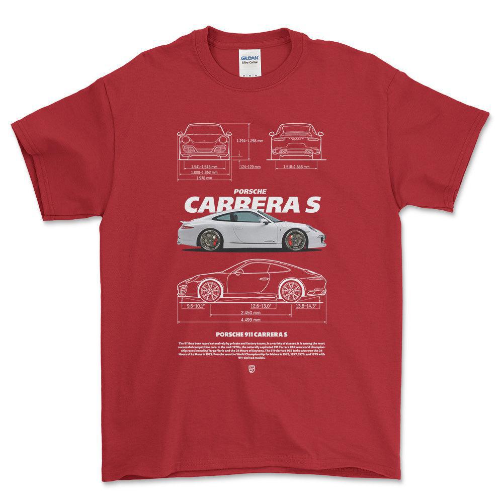 Porsche Carrera S - Unisex T-Shirt-Beklædning-Porsche-Rød-S-Forside-Garage Culture Shop- garage - man cave - merchandise