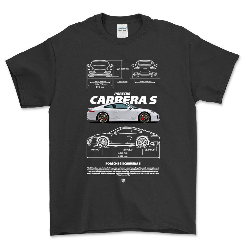 Porsche Carrera S - Unisex T-Shirt-Beklædning-Porsche-Sort-S-Forside-Garage Culture Shop- garage - man cave - merchandise