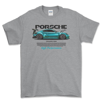 Porsche Cayman RSR - Unisex T-Shirt-Beklædning-Porsche-Grå Sport-S-Forside-Garage Culture Shop- garage - man cave - merchandise