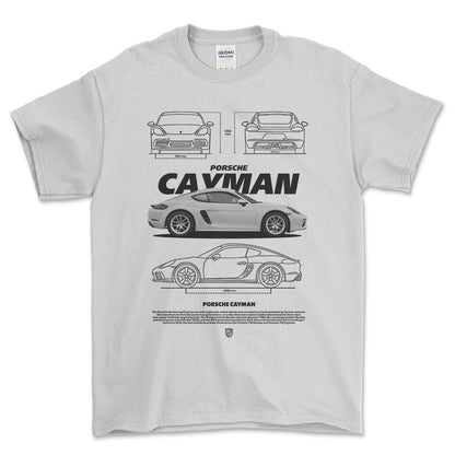 Porsche Cayman - Unisex T-Shirt-Beklædning-Porsche-Hvid-S-Forside-Garage Culture Shop- garage - man cave - merchandise