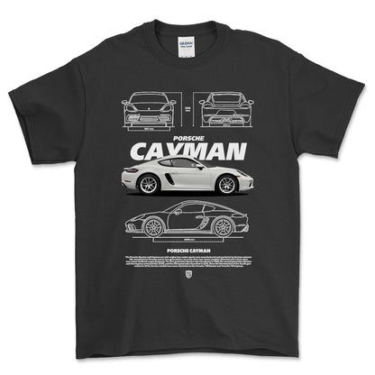 Porsche Cayman - Unisex T-Shirt-Beklædning-Porsche-Sort-S-Forside-Garage Culture Shop- garage - man cave - merchandise