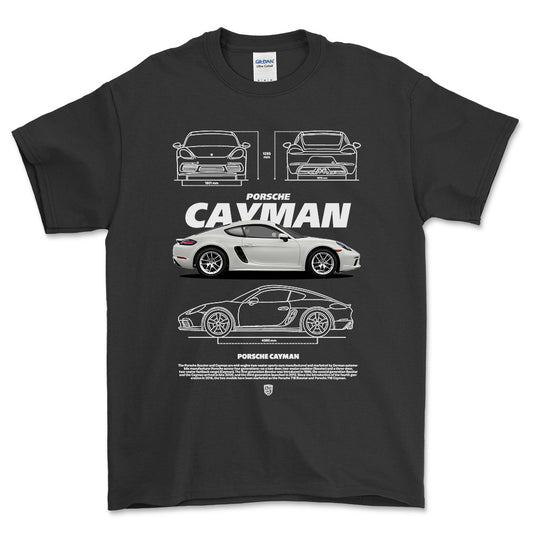 Porsche Cayman - Unisex T-Shirt-Beklædning-Porsche-Sort-S-Forside-Garage Culture Shop- garage - man cave - merchandise