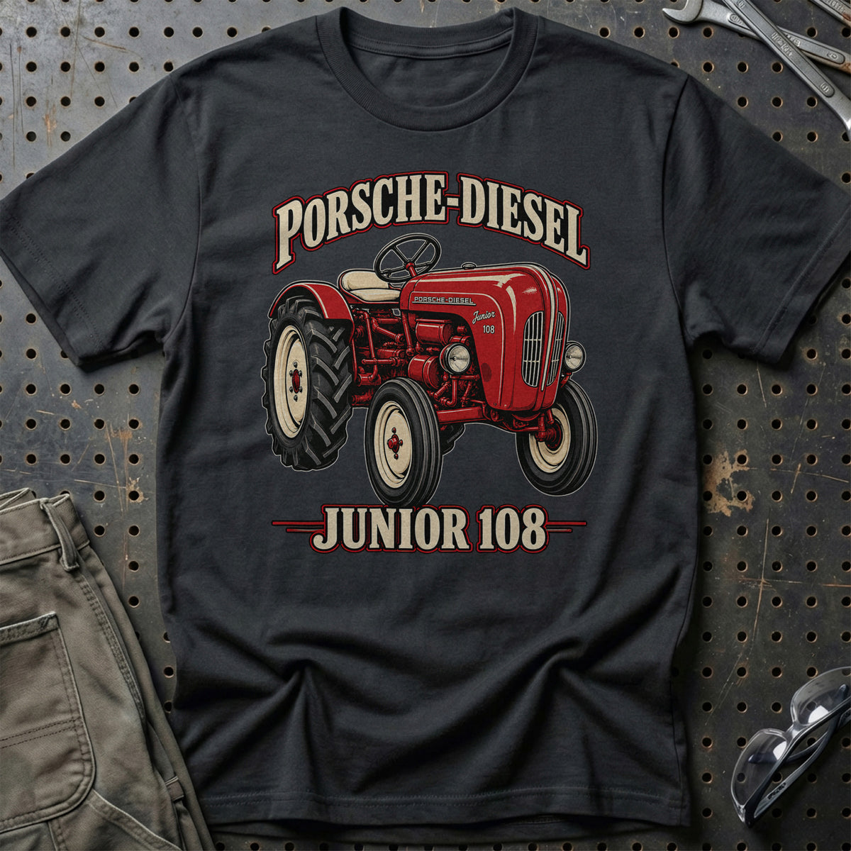 Porsche-Diesel Junior 108 T-Shirt-Beklædning-Porsche-Sort-S-Garage Culture Shop- garage - man cave - merchandise