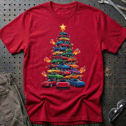 Porsche Juletræ Christmas Tree - Unisex T-Shirt-Beklædning-Porsche-Rød-S-Garage Culture Shop- garage - man cave - merchandise