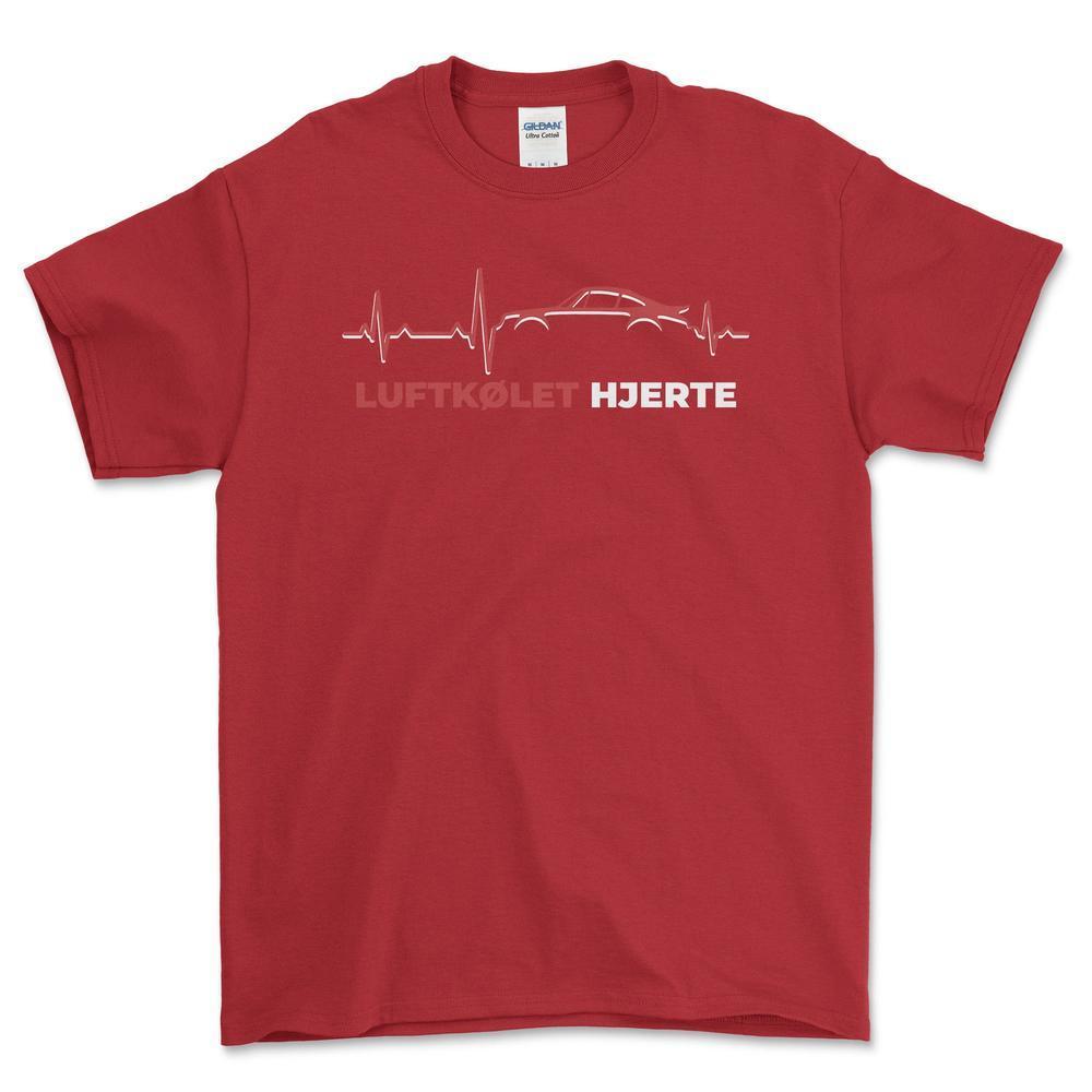 Porsche Luftkølet Hjerte - Unisex T-Shirt-Beklædning-Porsche-Rød-S-Garage Culture Shop- garage - man cave - merchandise