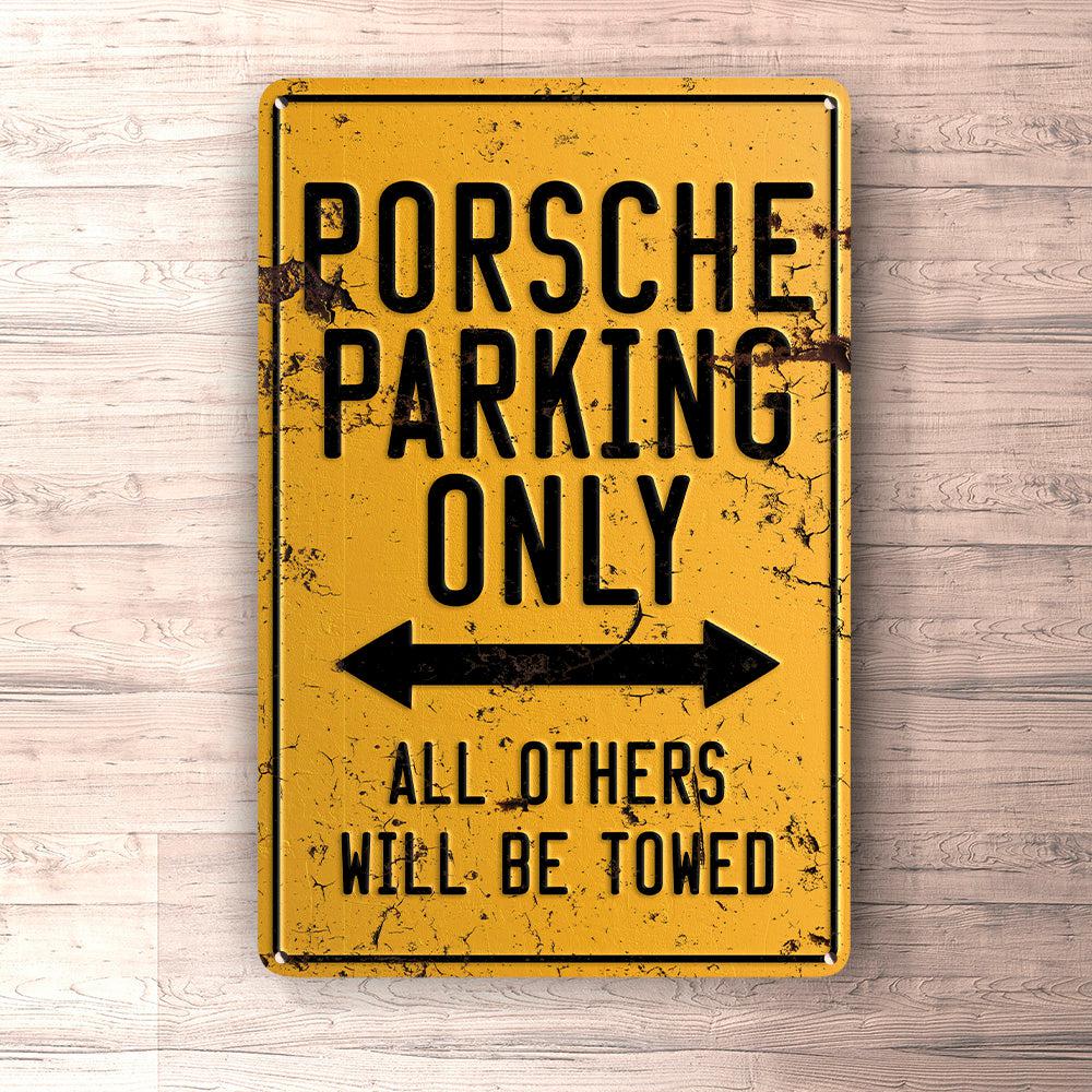 Porsche Parking Only Skilte, Musemåtte, Dørmåtte-Parking skilte-Porsche-Garage Culture Shop- garage - man cave - merchandise