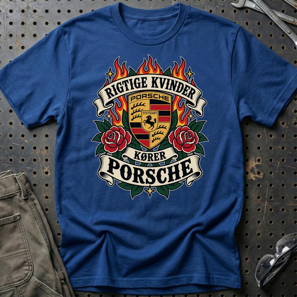 
Produktbillede af Porsche Rigtige Kvinder Kører – Roser og Flammer T-Shirt