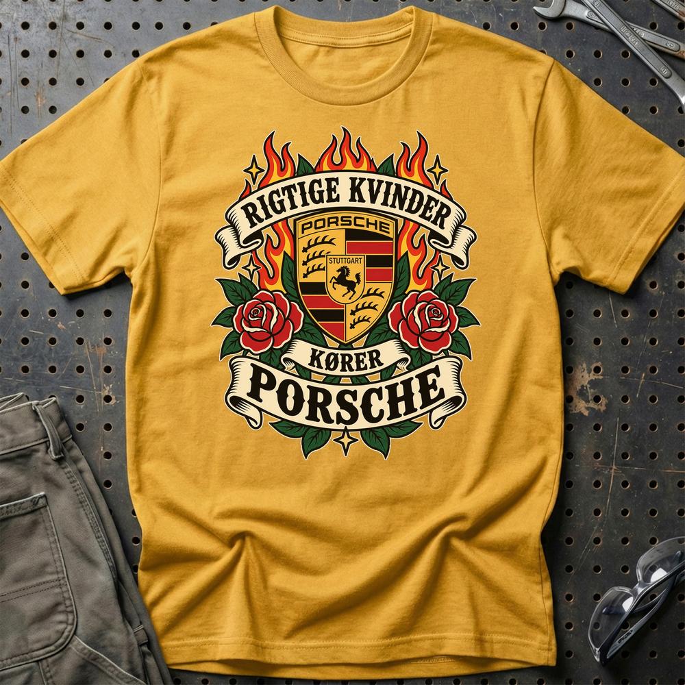 
Produktbillede af Porsche Rigtige Kvinder Kører – Roser og Flammer T-Shirt