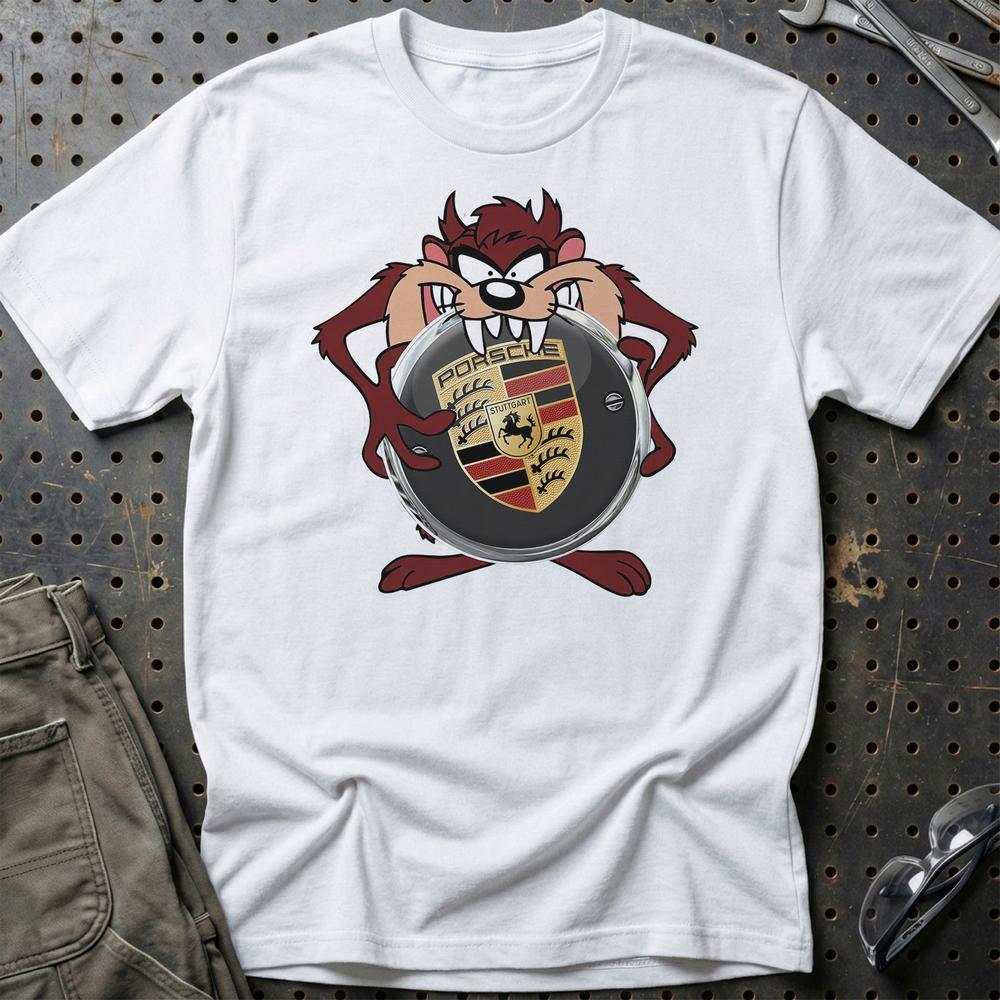 Porsche TAZ T-Shirt-Beklædning-Porsche-Hvid-S-Garage Culture Shop- garage - man cave - merchandise