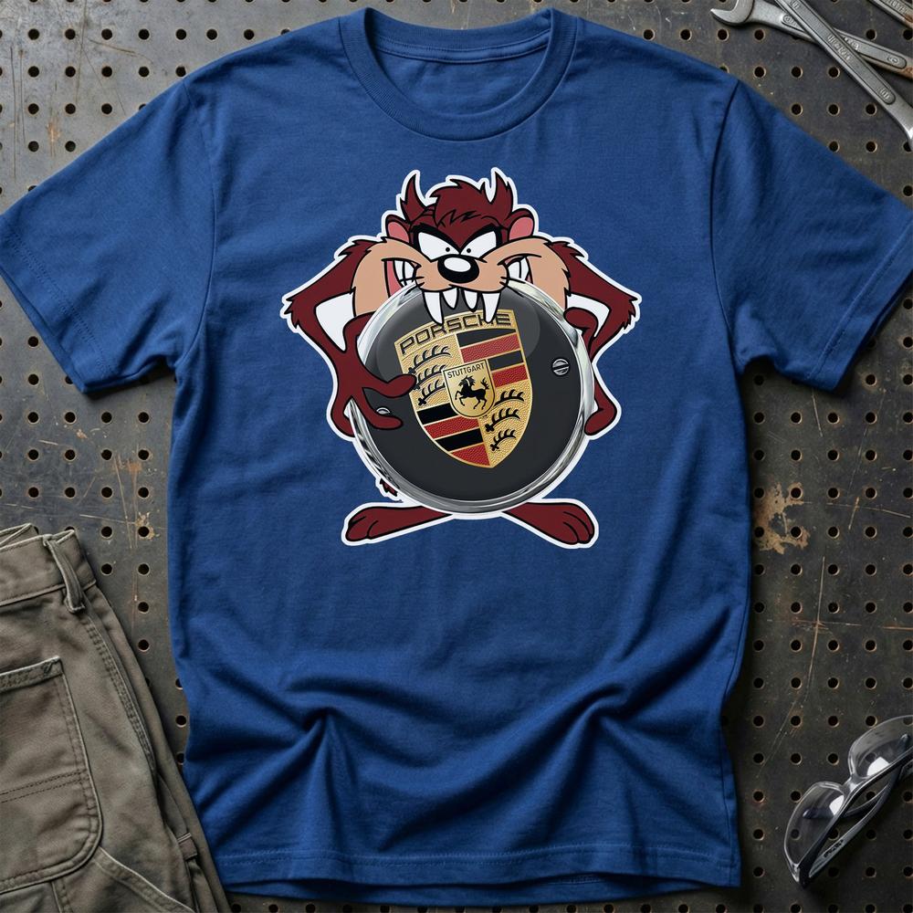 Porsche TAZ T-Shirt-Beklædning-Porsche-Blå Royal-S-Garage Culture Shop- garage - man cave - merchandise