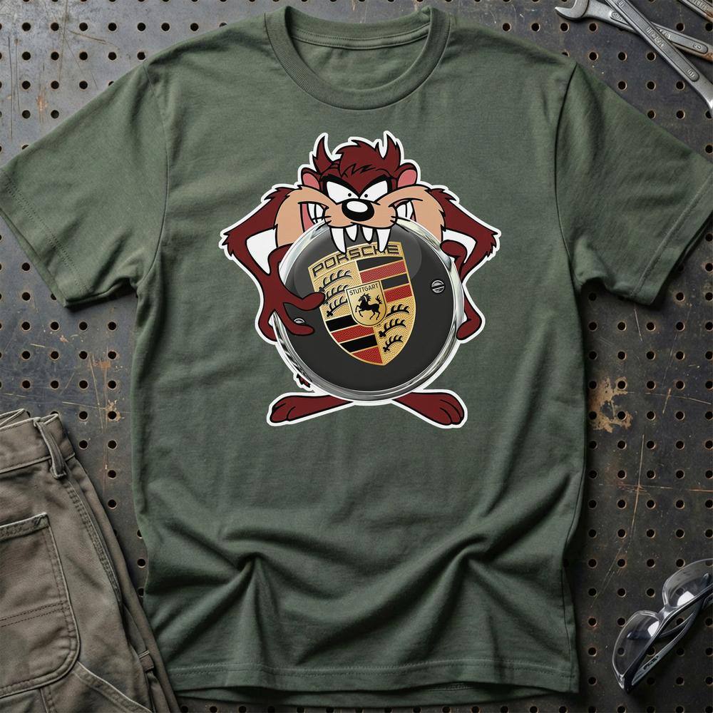 Porsche TAZ T-Shirt-Beklædning-Porsche-Grøn Militær-S-Garage Culture Shop- garage - man cave - merchandise