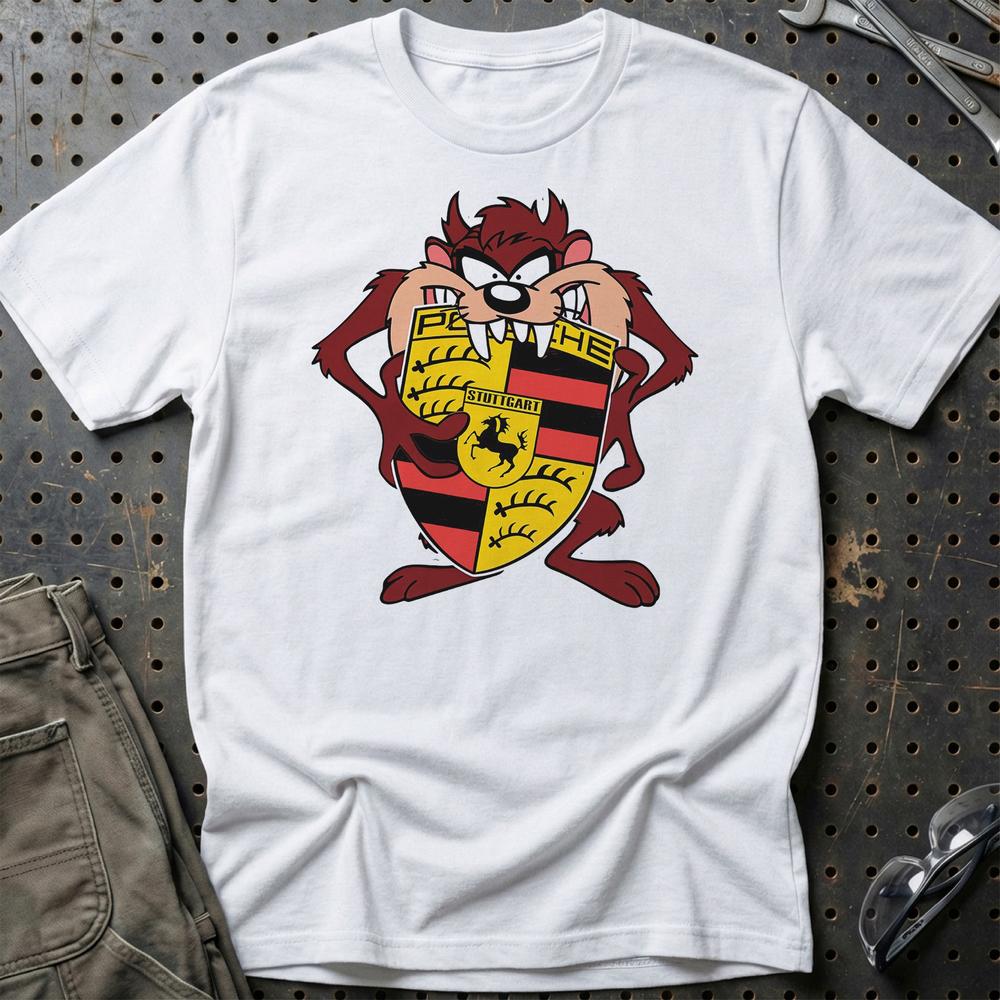 Porsche TAZ Unisex T-Shirt , Bomuld-Beklædning-Porsche-Hvid-S-Garage Culture Shop- garage - man cave - merchandise